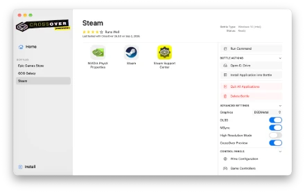 CrossOver screenshot light mode